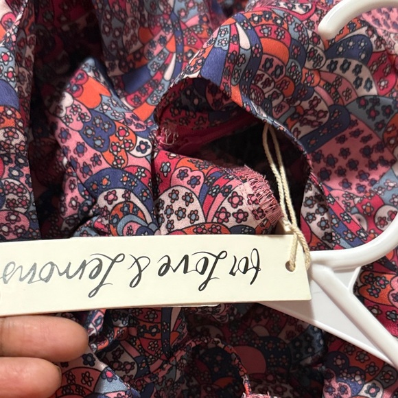 NWT For Love And Lemons Tonya long puff sleeve red Blue Mini Dress babydoll XS - Picture 12 of 13